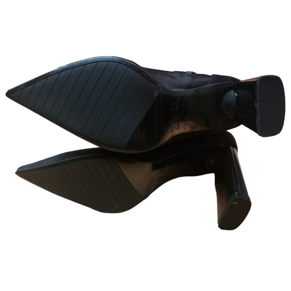 Zara FABRIC HIGH-HEEL ANKLE BOOTS Black Size 5 - Picture 6 of 11